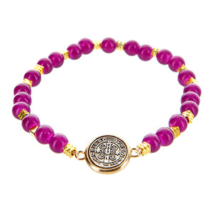 Pulsera Morado Con Medalla