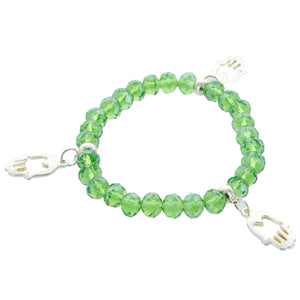 Pulsera Esmeralda Con Dijes Mano De La Suerte