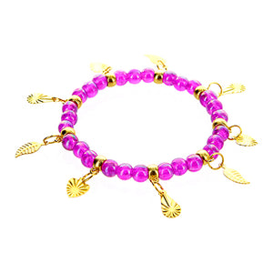 Pulsera Morada Con Dijes