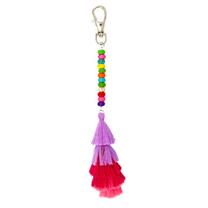 Llavero Cuentas Vintage Con Borlas