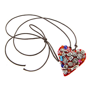 Collar De Cordón Con Corazón De Dijes
