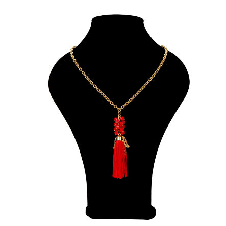 Collar De Cadena Con Cristales Y Borla Y Dije De Mano
