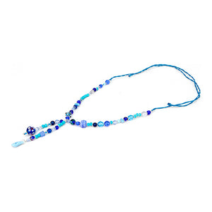 Collar De Cordón Con Cuentas Azul Y Azul Neón