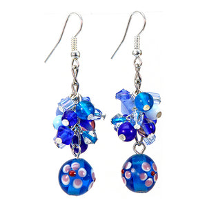 Aretes Con Cuentas Azul-Claro Y Azul-Neón