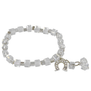 Pulsera De Cubo Cristal Con Dije De Herradura