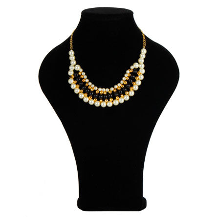 Collar Con Perlas Blanco-Negro