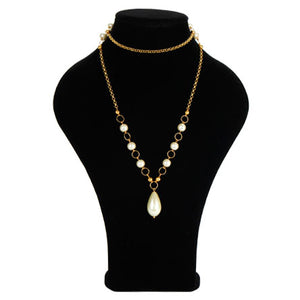 Collar De Cadena Perlas Y Cuenta Gota