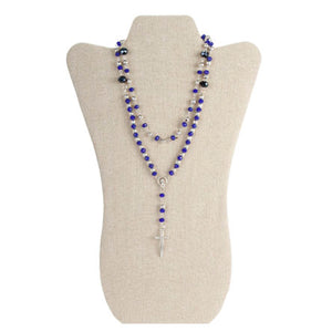 Rosario Collar Plata-Azul