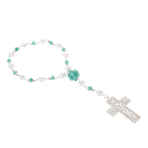 Decenario Blanco/Jade Con Cruz Plata