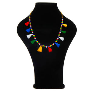 Collar Multicolor Con Borlas Y Cadena