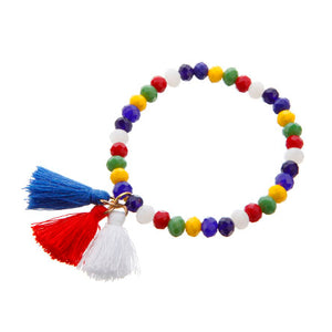 Pulsera Multicolor Con Tres Borlas