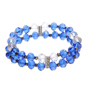 Pulsera Doble Con Rondel Cristal-Zafiro