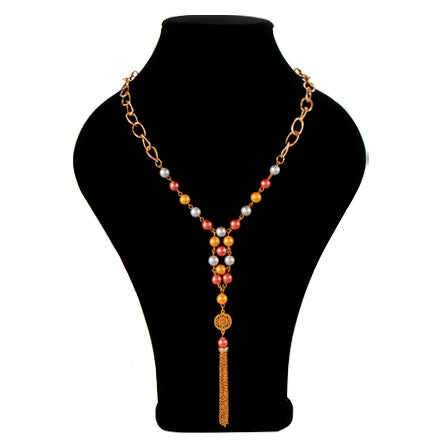 Collar De Cadenas Con Perlas Destello Y Dje Mandala