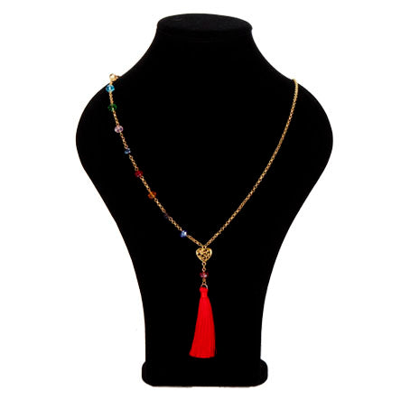 Collar De Cadena Con Rondeles Multicolor Y Borla
