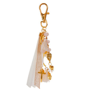 Colgante Para Llavero Con Dijes De Corazón Y Cruz De Oro
