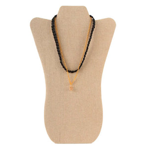 Collar De Cadena Y Cordón Imitación Piel Con Dije Exagonal