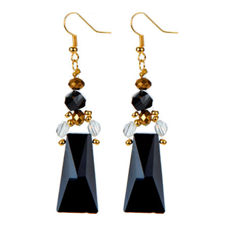 Aretes Con Cuenta Facetada Negro