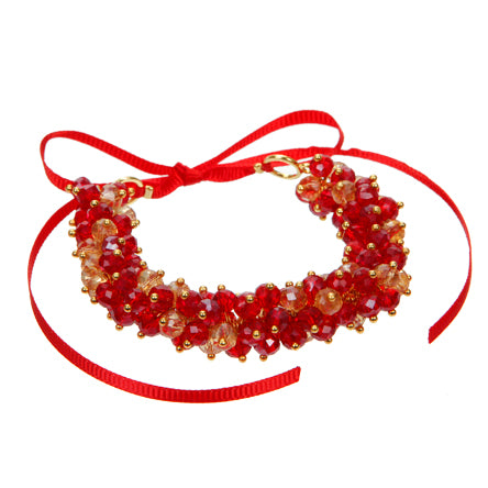 Pulsera De Cristales Engarzados Con Listón