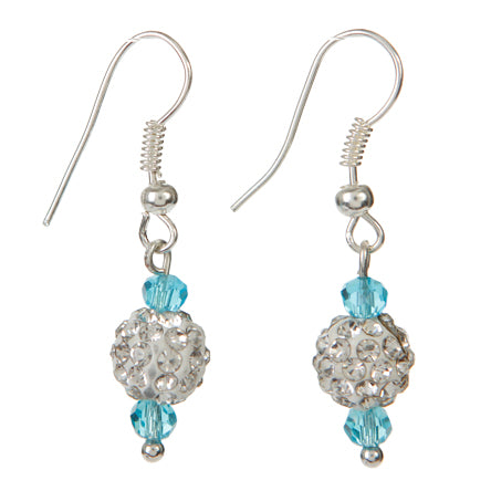 Aretes Turquesa Rondel Y Cristal