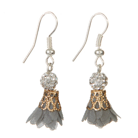 Aretes Gris Con Piedras