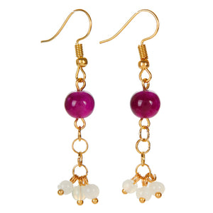 Aretes Con Cuenta Redonda Morada