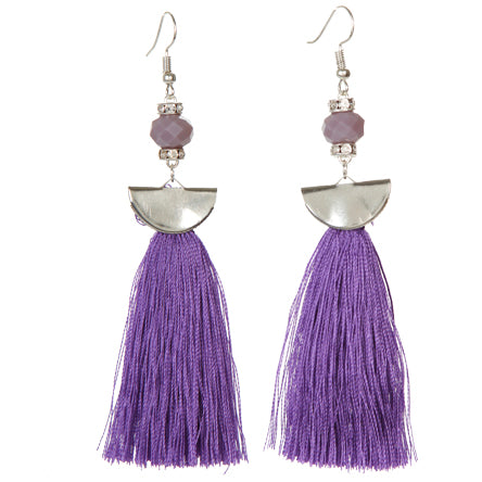 Aretes Con Rondel Y Borlas Lavanda