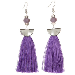 Aretes Con Rondel Y Borlas Lavanda
