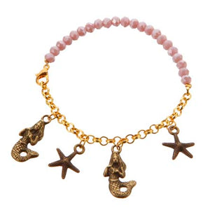 Pulsera De Cadena Y Rondeles Con Dijes Oro Vintage
