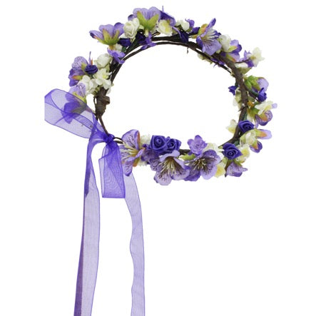Corona Con Orquídeas Y Rosas Morado-Blanco