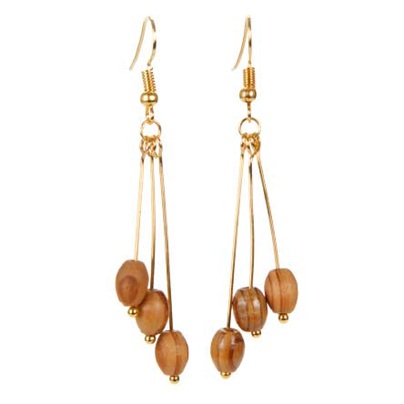 Aretes Con Cuentas De Madera