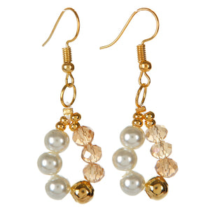 Aretes Con Perla Marfil Y  Rondel Miel