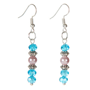 Aretes Con Perla Lavanda Y Rondel Turquesa
