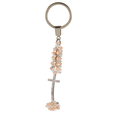 Llavero Con Rondel Cristal Durazno