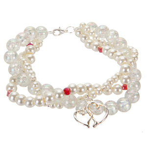 Pulsera Triple Con Perlas, Cuenta Moño Y Cristal