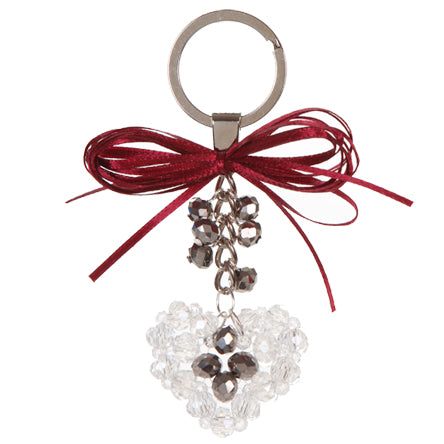 Llavero Con Corazon De Rondel Y Liston Rojo