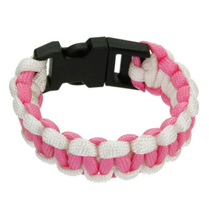 Pulsera De Cordón Paracaídas Tejido Rosa/Blanco