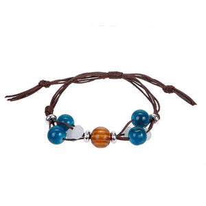 Pulsera Café Con Cuenta Jade Y Rondel Blanco