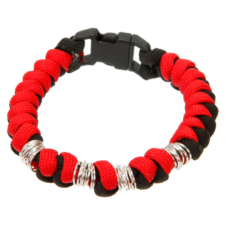Pulsera De Cordón Paracaídas Rojo/Negro Con Argollas