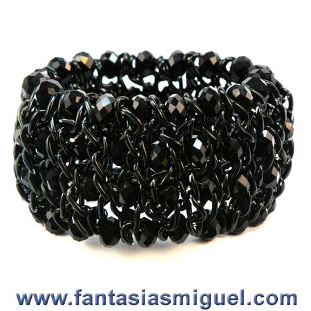Pulsera De Cadena Negra C/ Rondel Negro