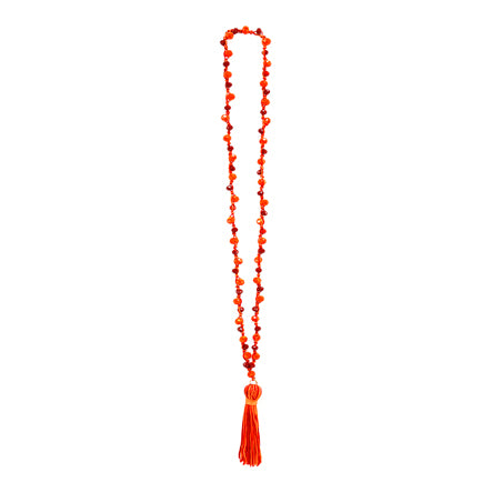 Collar De Rondeles Y Borla Rojo Naranja