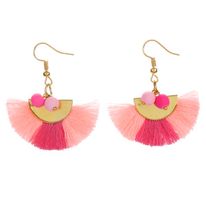 Aretes De Borlas Rosa