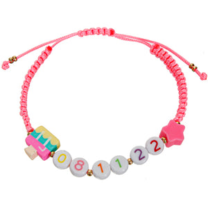 Pulsera Cuentas Numeros Rosa