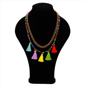 Collar Con Borlas Multicolor