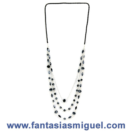Collar Negro Con Cristal De Estoperoles