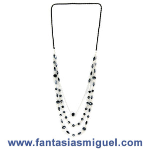 Collar Negro Con Cristal De Estoperoles