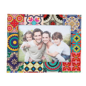 Marco Con Papel Scrap De Azulejos Y Barniz