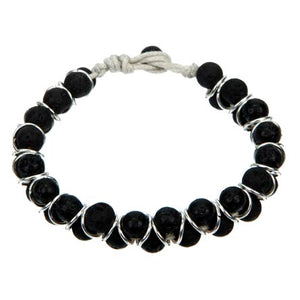 Pulsera Con Cuentas De Lava Y Argollas