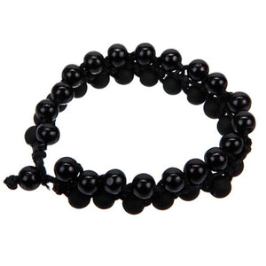 Pulsera Negra Con Cordón Y Cuentas