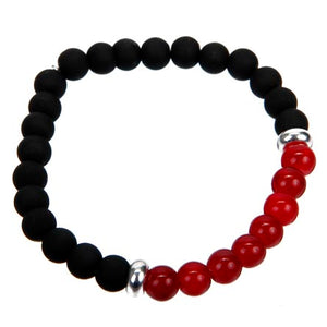 Pulsera Para Hombre Con Cuentas Rojo Y Negro
