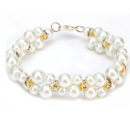 Pulsera Con Perlas Y Rondeles De Piedra